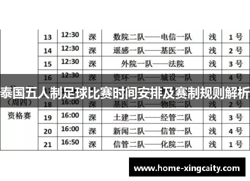 泰国五人制足球比赛时间安排及赛制规则解析